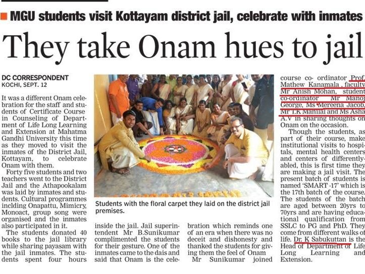 Jail Visit Newspaper report.